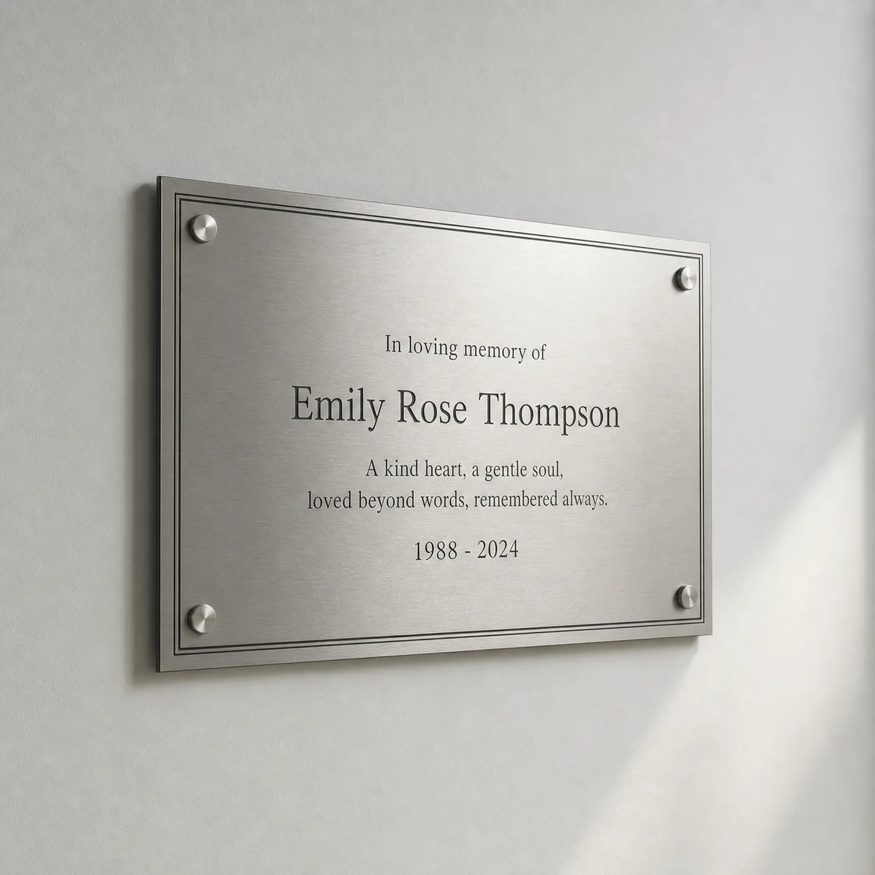 Stainless steel plaques example
