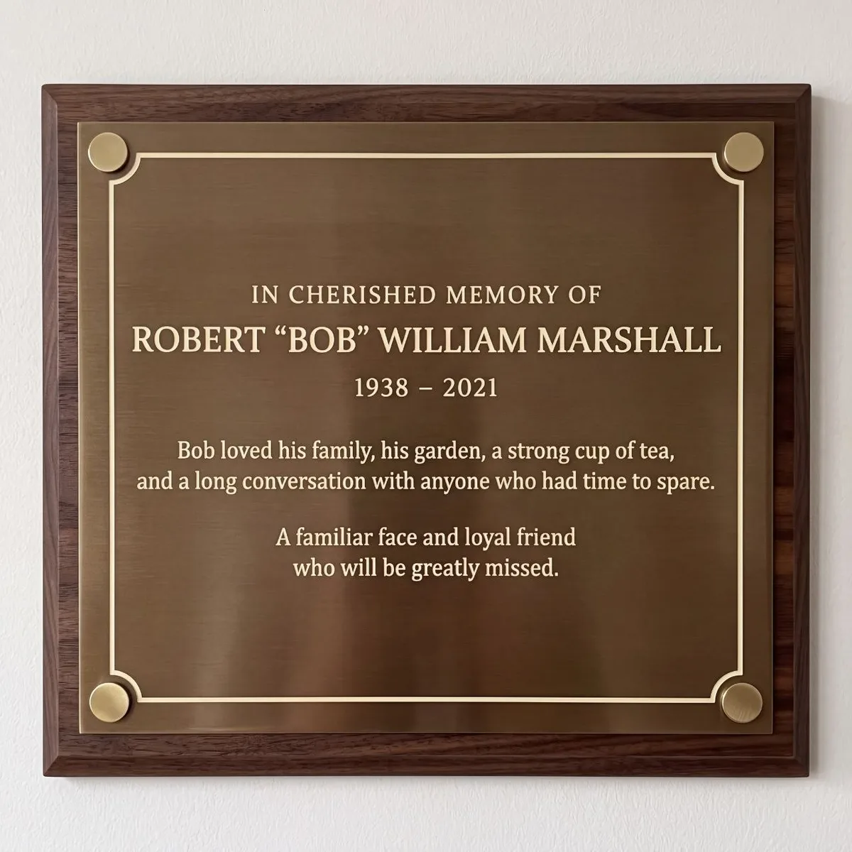 Memorial plaques design example