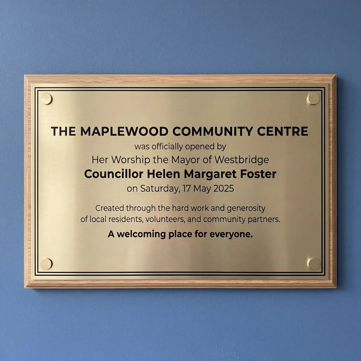 Opening plaques example