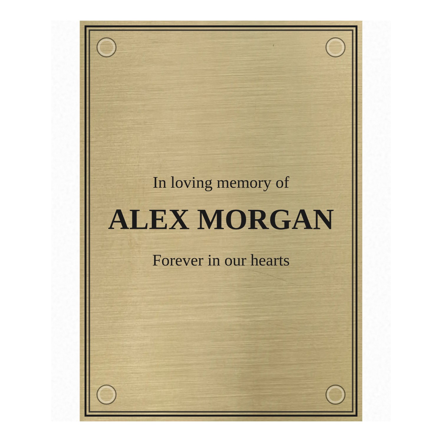 Personalised brushed brass plaque 148 × 210 mm design example