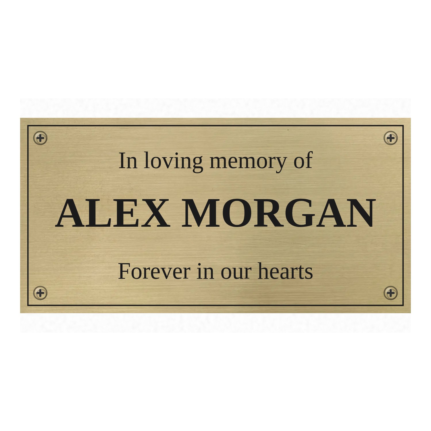 Personalised brushed brass bench plaque 150 × 75 mm design example