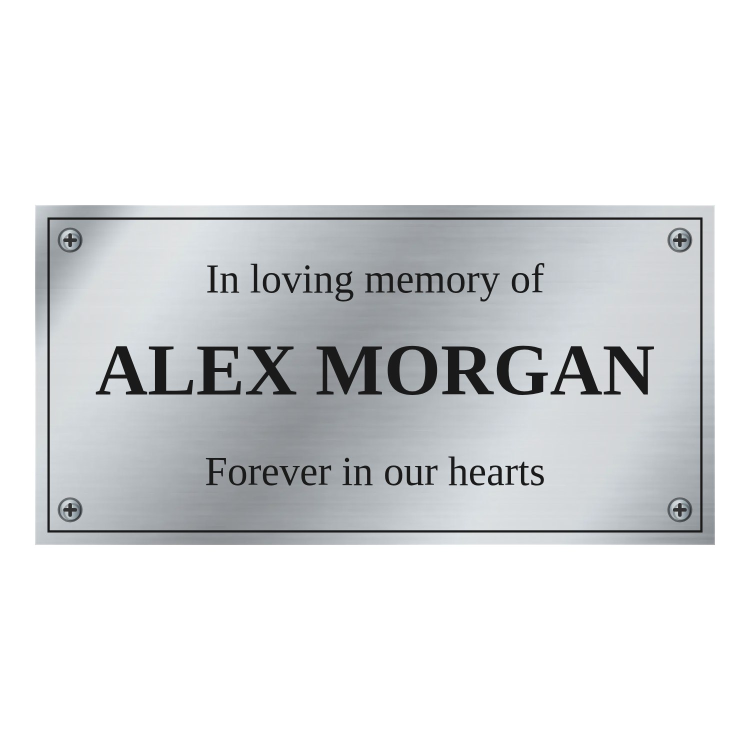 Personalised brushed stainless steel bench plaque 150 × 75 mm design example
