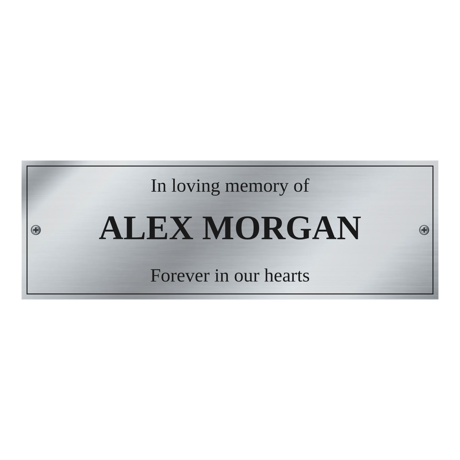 Personalised brushed stainless steel bench plaque 225 × 75 mm design example