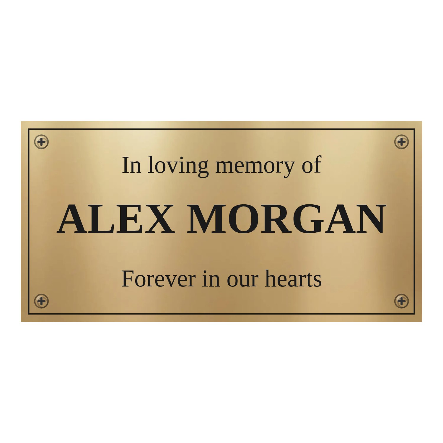 Personalised polished brass bench plaque 150 × 75 mm design example