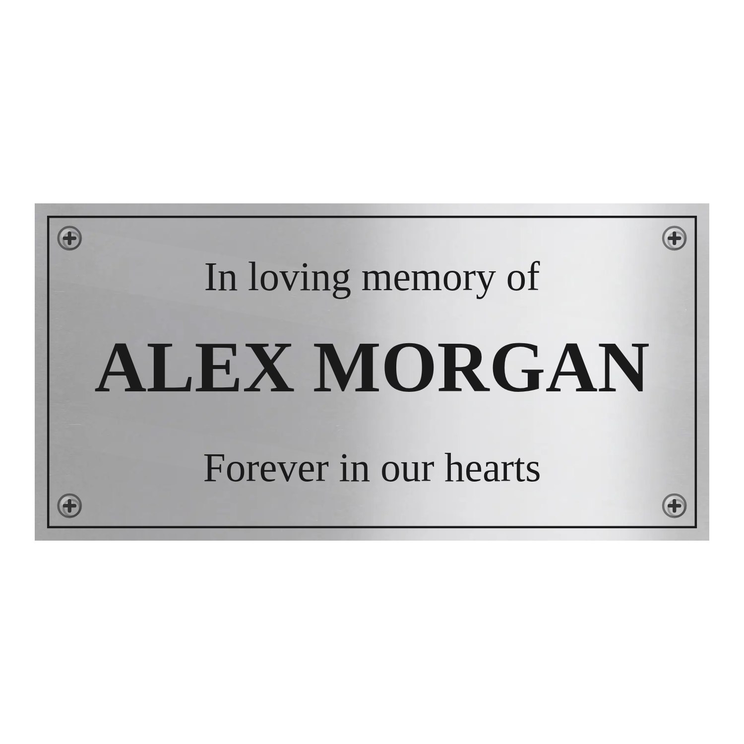 Personalised polished stainless steel bench plaque 150 × 75 mm design example