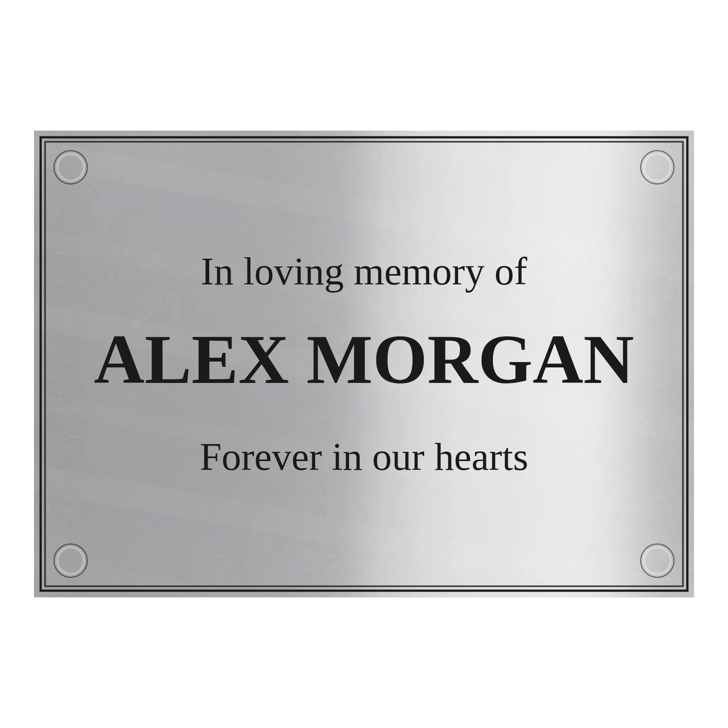 Personalised polished stainless steel plaque 297 × 210 mm design example