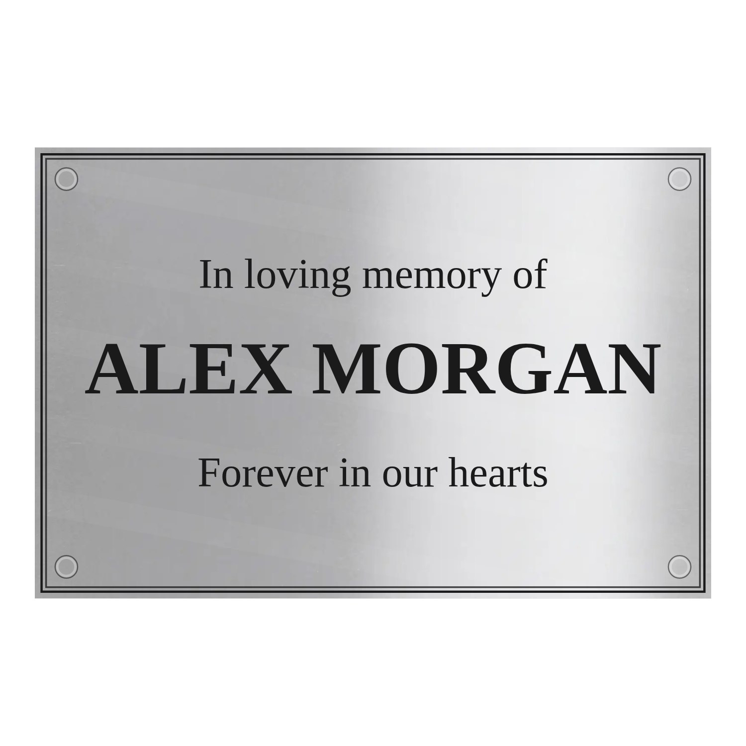 Personalised polished stainless steel plaque 300 × 200 mm design example